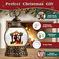 Vista 2 de Globo de nieve navideño del Nacimiento, linterna musical de globo de nieve con temporizador de 6H, luces de batería y USB, globo de purpurina