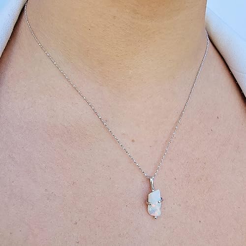 Miniatura 93 de Natural raw smoky quartz pendant chain necklace with white gold over 925 solid sterling silver, birthstone dainty solitaire gift for her, uniquelan