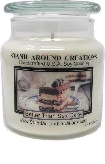 Premium 100% Soy Candle - 16-oz Apothecary - Better Than Sex Cake German Chocolate Cake w/Chocolate Chips w/Toffee bits. Vanilla Creme and Butterscotch Syrup w/hints of Almond w/Coconut.