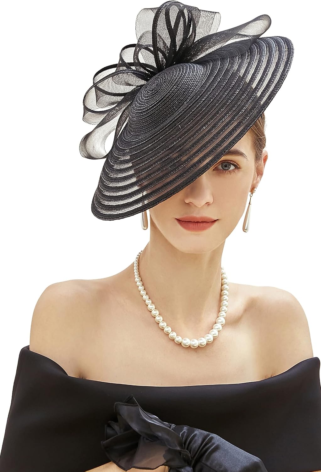 BABEYOND Derby Hats for Women - Fascinators Tea Party Hats Headband Wide Brim Fascinator Wedding Cocktail Feathers