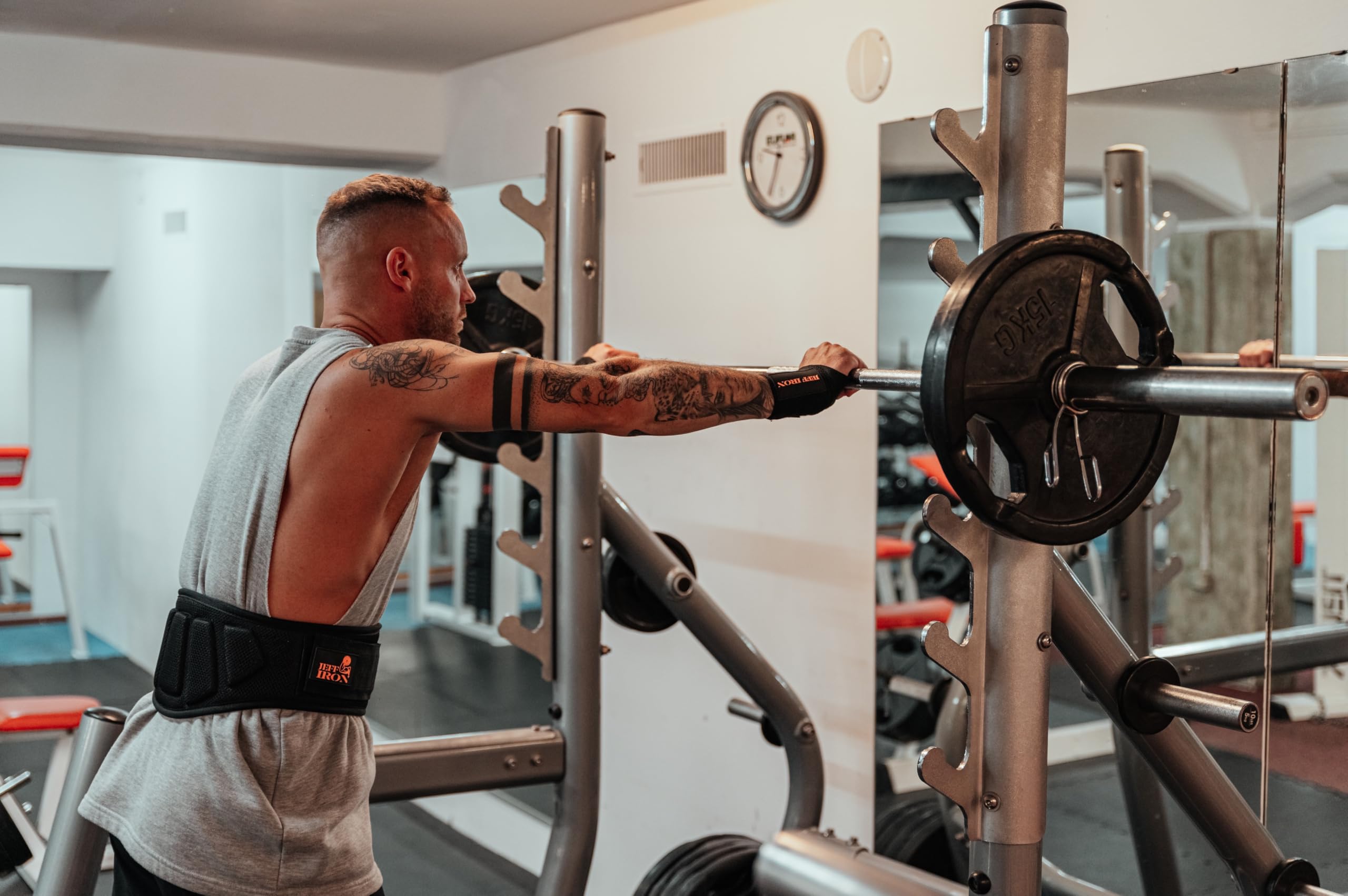 eff Iron Ceinture d'haltérophilie avec bandages de poignet - Ceinture de poids pour homme et femme - Ceinture de fitness pour musculation, gym, dynamophilie - Sangle dorsale avec fermeture et soutien