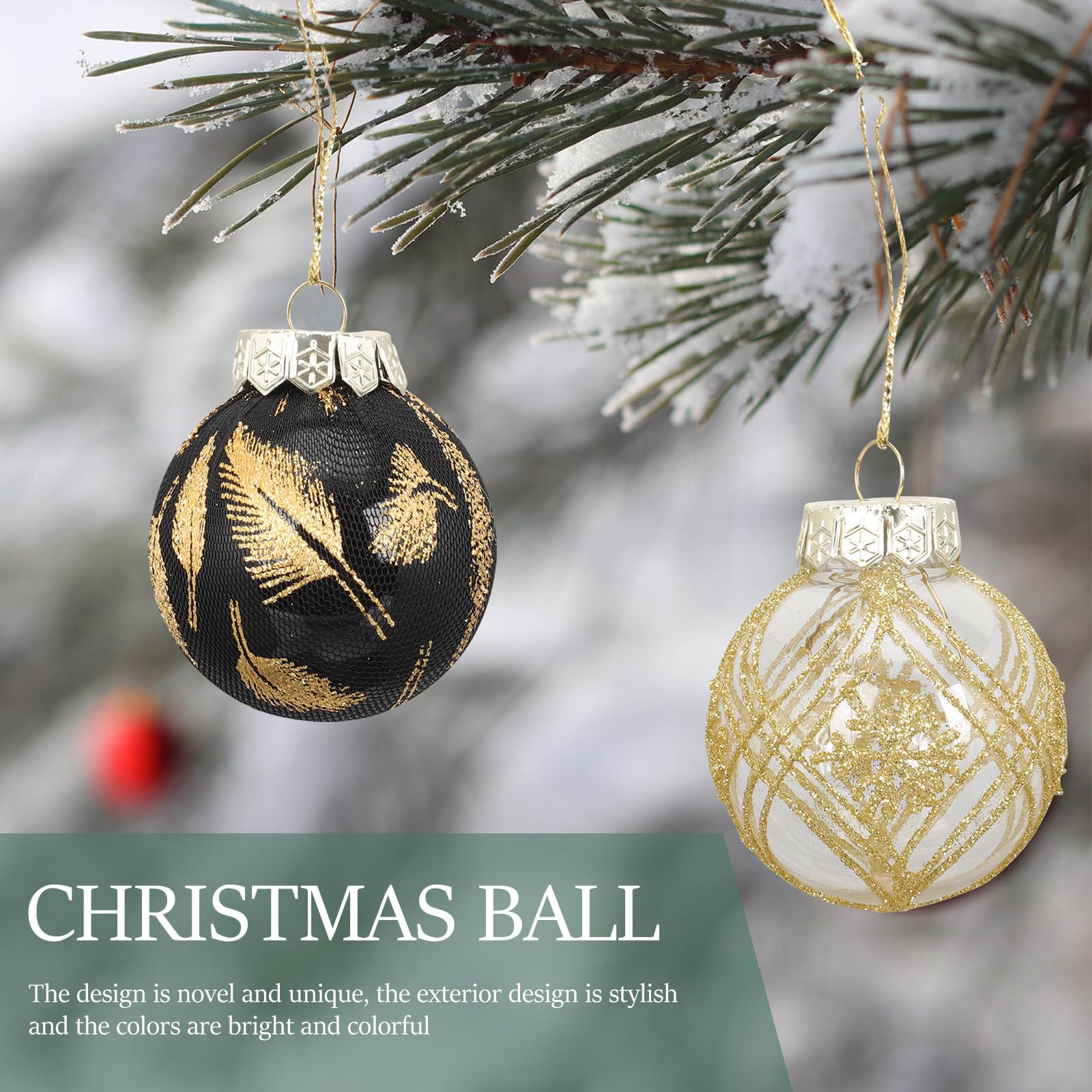 Weihnachtskugeln in Schwarz aus Kunststoff Bruchsichere 25 Stück als Hängende Dekoration für Weihnachtsbaum und Garten