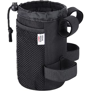 kemimoto Bike Cup Holder, Bike Water Bottle Holder Handlebar with Mesh Pockets Oxford Fabric Bicycle Drink Cup Holder for Mountain Bike Road Kids Bikes e-Bike Cruiser Wheelchair Scooter up to 32oz
