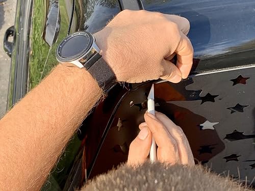 Miniatura 3 de Houseofgrafx - Calcomanía de vinilo para ventana trasera de la ventana trasera, color negro mate, ajuste universal, desgastado, rasgado, bandera