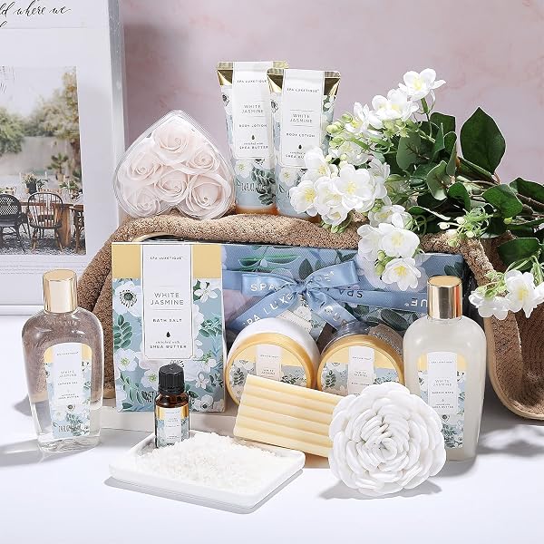 SPA LUXETIQUE Beauty Set for Women, 12-Piece Jasmine Fragrance Bath Gift Set, Birthday Gift, Spa Set, Wellness Set for Women, Valentine's Day Birthday Gift for Women, Mother's Day Gift - 2