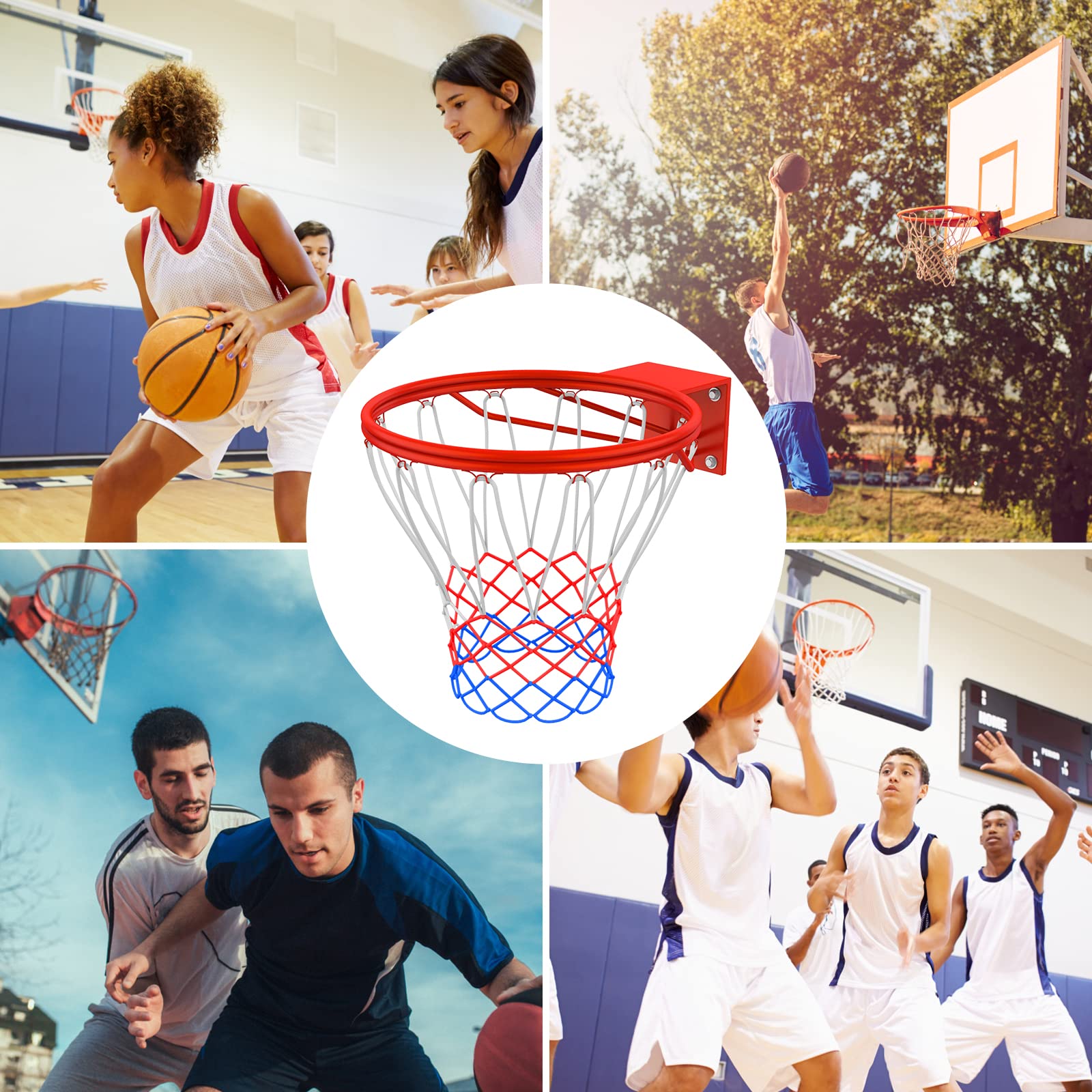 2 Piezas Red Canasta Baloncesto de Alta Resistencia de Nailon - Adecuada para Patio de Juegos de Escuela, Deportes de Interior y Aire Libre
