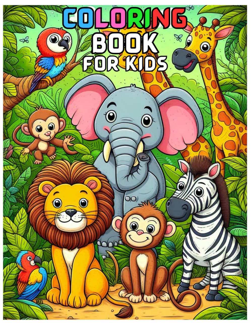 Cute Animals Coloring Book for Kids: Fun & Easy Coloring Pages of Adorable Animals for Toddlers and Little Kids Ages 3–6