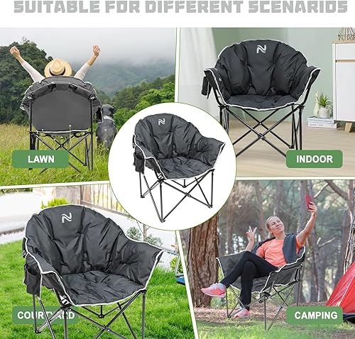 Vista 21 de NAIZEA Silla de camping con calefacción, sillas térmicas de gran tamaño con 3 niveles de calor, sillas plegables portátiles con calefacción, silla