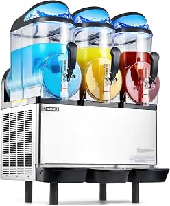 WILPREP Triple Tank Commercial Slushy Machine, 12.7 Gallon 1150W Large Capacity Slushie Maker, 3-Flavor Frozen Drink & Juice Dispenser for Busy Stores, Cafe, Event Catering