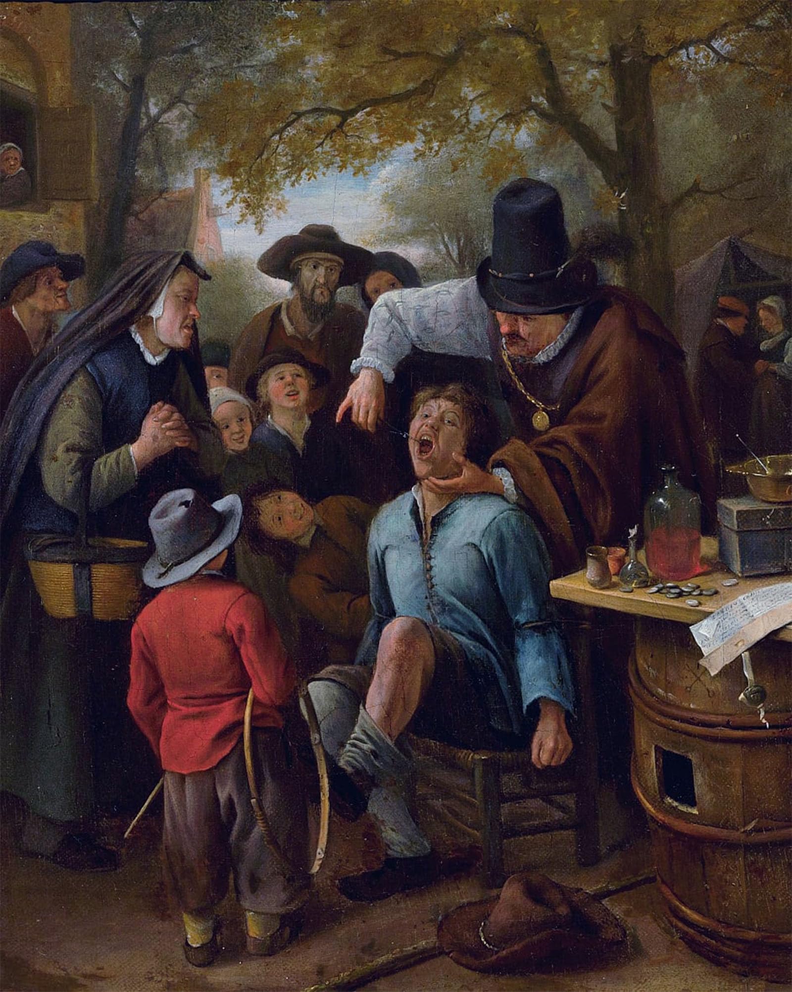 POSTERIIk Vintage Classic Picture Landscape Artwork a Tooth puller by Jan Havickszoon Steen Portrait Canvas Painting for Office Home Decor 60x90cm