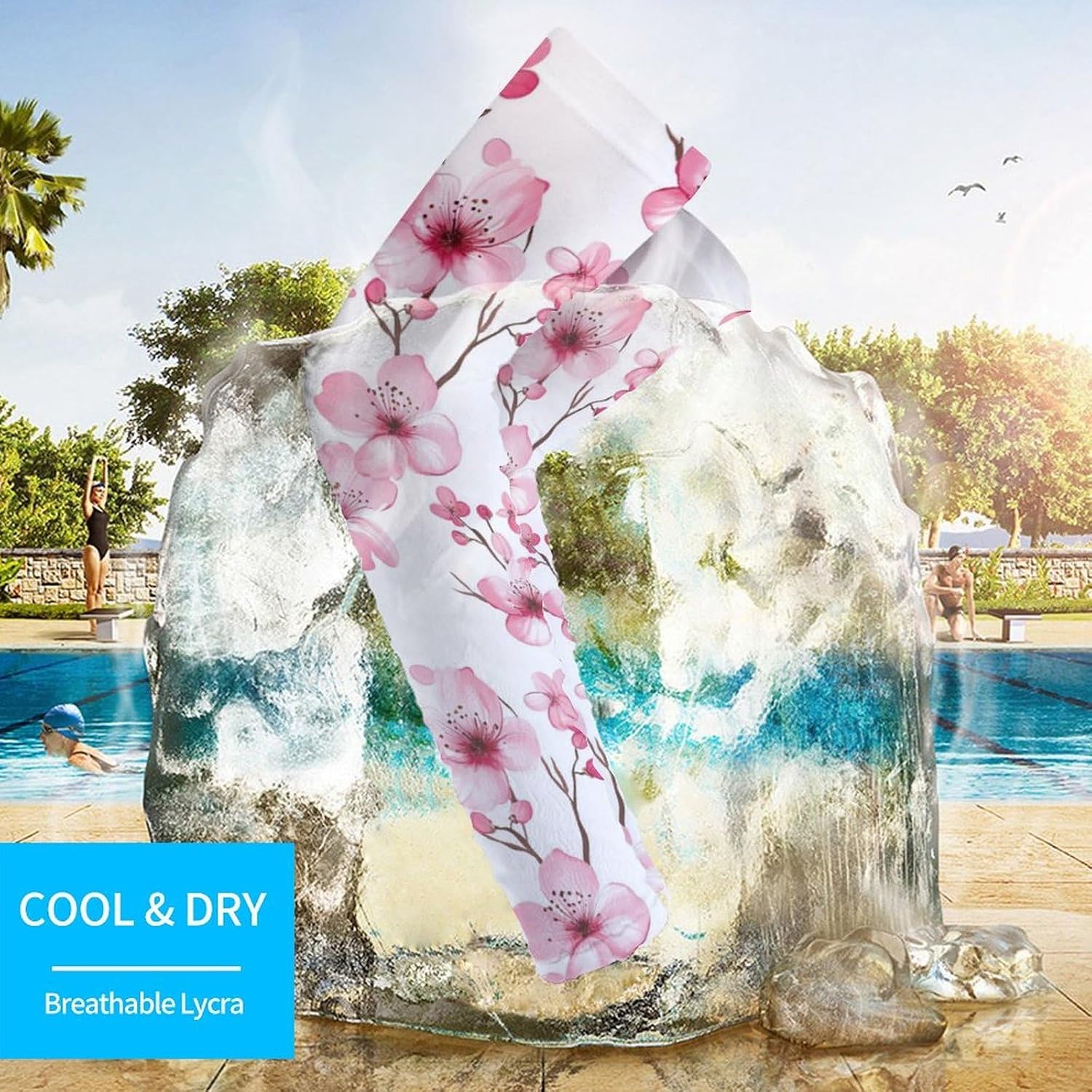 Cherryflowers Floral Arm Sleeves Sun Protection Sleeves Sports Cooling Arm Compression Sleeve for Men Women