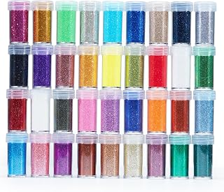 Fine Glitter, 36 Colors Ultra Fine Glitter Powder Set, Extra Fine Glitter for Crafts, Craft Glitter for Snow Globe Tumblers, Bulk Glitter for Resin