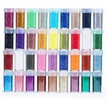 36 Colors Ultra Fine Glitter Set, 10g Jars 360g Total Fine Glitter Powder for Resin, Tumblers, Slime, Epoxy Crafts, DIY Art, Assorted Bulk Glitter Kit
