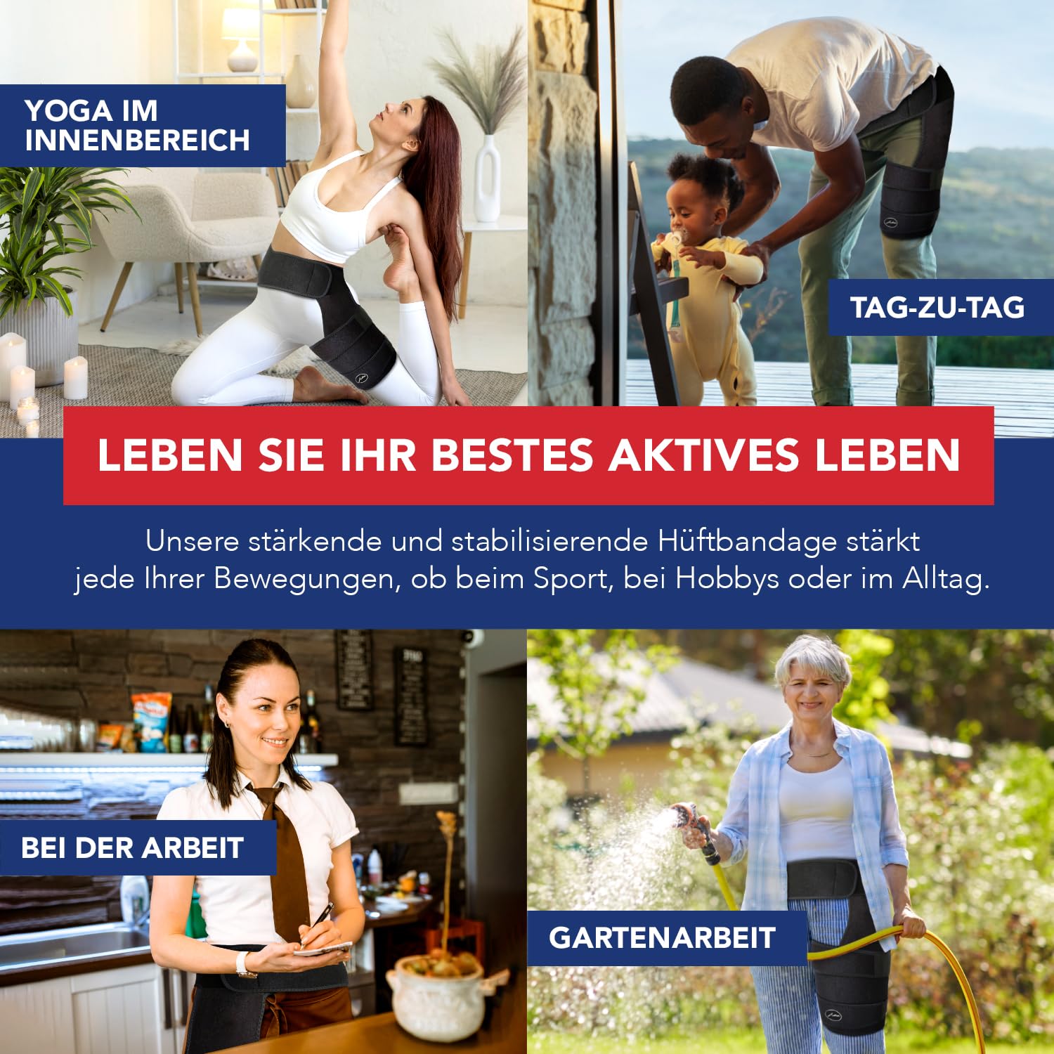 Von Ärzten Entworfen, Stabilisierende Oberschenkelbandage, Hüftgelenkstütze für Ischias-Schmerzlinderung, Piriformis-Syndrom, Oberschenkelkompression, Hamstring-Hüftbandage für Frauen & Männer, S/M