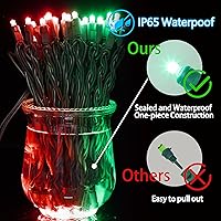 Vista 4 de Cadena de luces LED de 25 pies, 50 L, 6 pulgadas de espacio, cable verde, rojo y verde