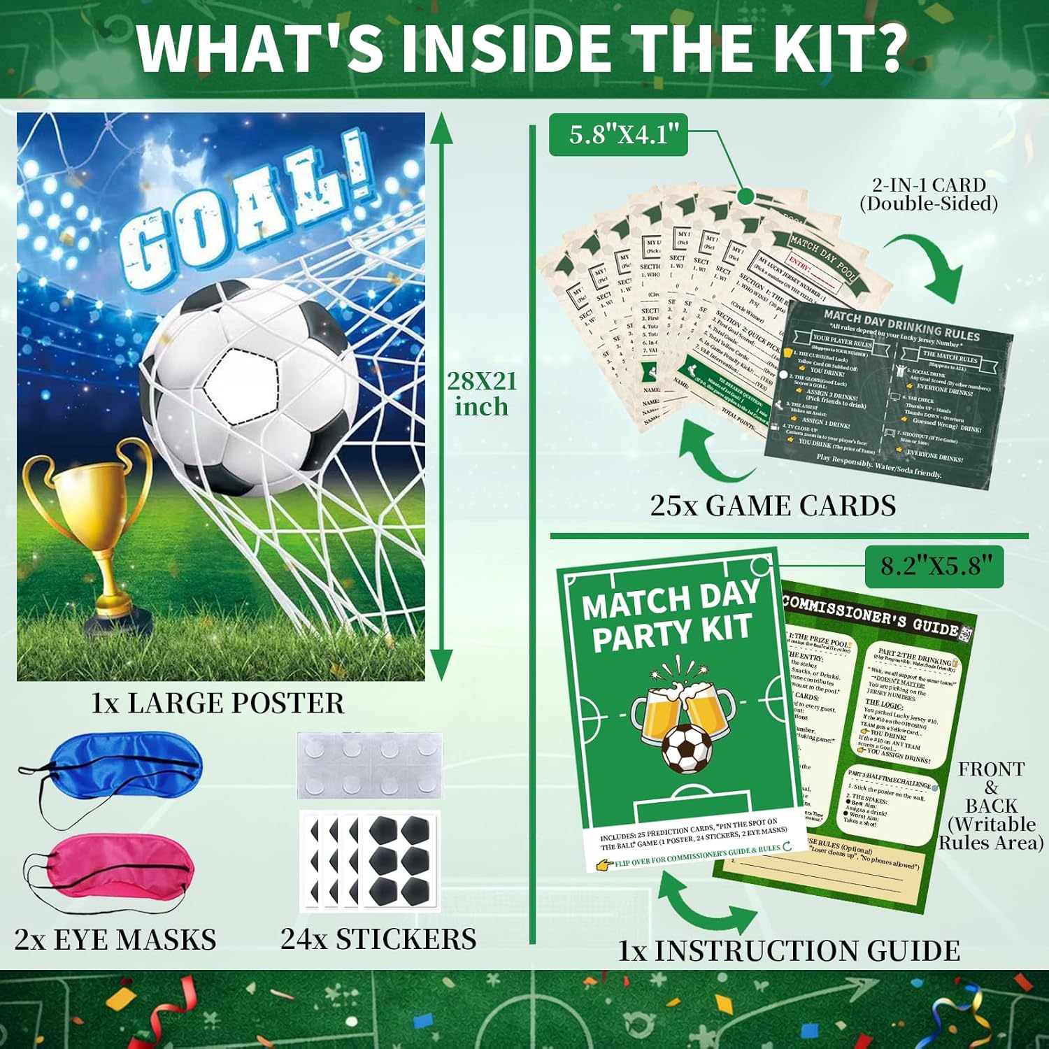 2026 Soccer Party Game Kit for Adults – Match Day Prediction Cards & Pin The Spot on The Ball Game-Watch Party Game Night Activities