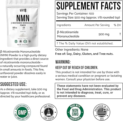 Miniatura 2 de Polvo puro NMN de nicotinamida mononucleótido de disolución rápida NMN Suplemento en polvo 100% sin sabor NMN Suplemento Soporta NAD+ NAD+Niveles