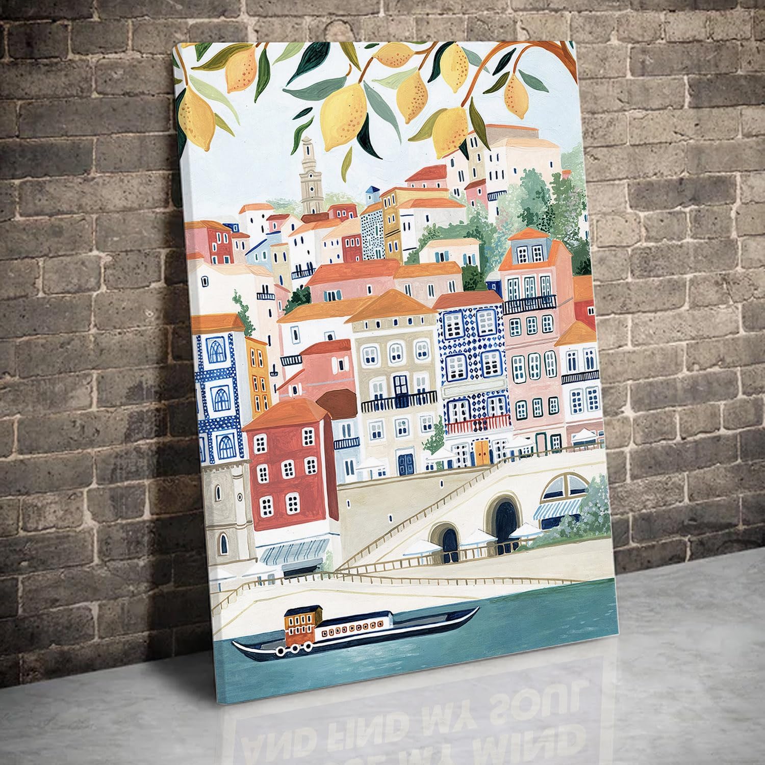 Porto City Canvas Wall Art Print, Framed Painting for Living Room, Home Office Decor (24x36)