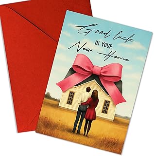 Good Luck In Your New Home Greeting Card – Celebrate Your New Beginnings, Wishing You Happiness and Success – Gift for Homeowners, Friends, Family – 8x5.3 Inch (Good Luck)