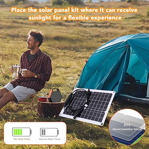 Miniatura 4 de FTVOGUE Kit de cargador de panel solar de 15 W, cargador de batería solar portátil a prueba de lluvia de 18 V con controlador para camping,