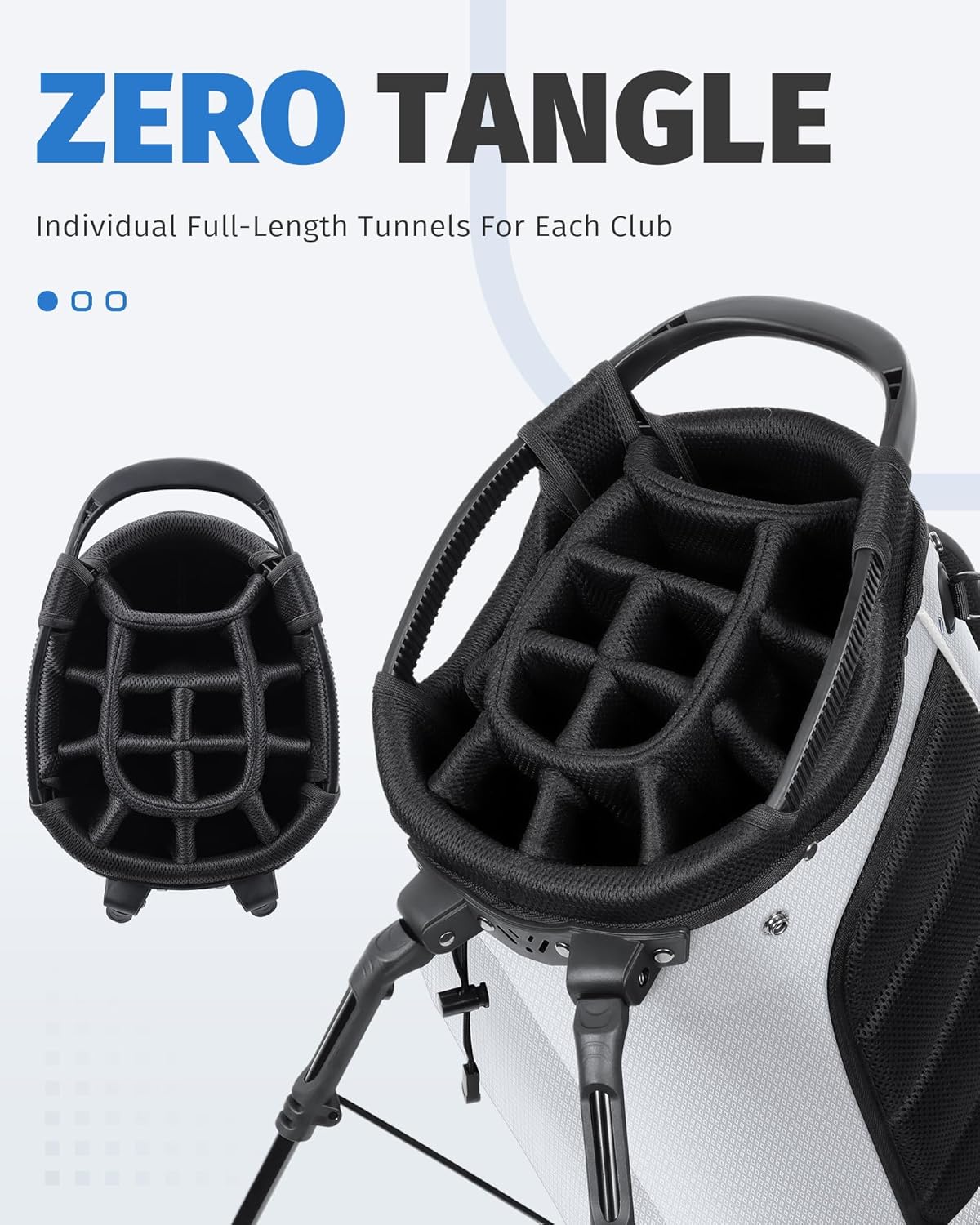 14 Way Golf Stand Bag, Men Women Lightweight Golf Bag with Individual Full-Length Dividers, 9 Tactical Pockets, Cooler Pocket, Rain Cover Ergonomic Dual Strap for Easy Carry