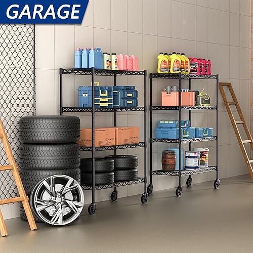 Vista 15 de Estantería de almacenamiento ajustable de 4 estantes, organizador de metal, estante de alambre para lavandería, baño, cocina, despensa, armario