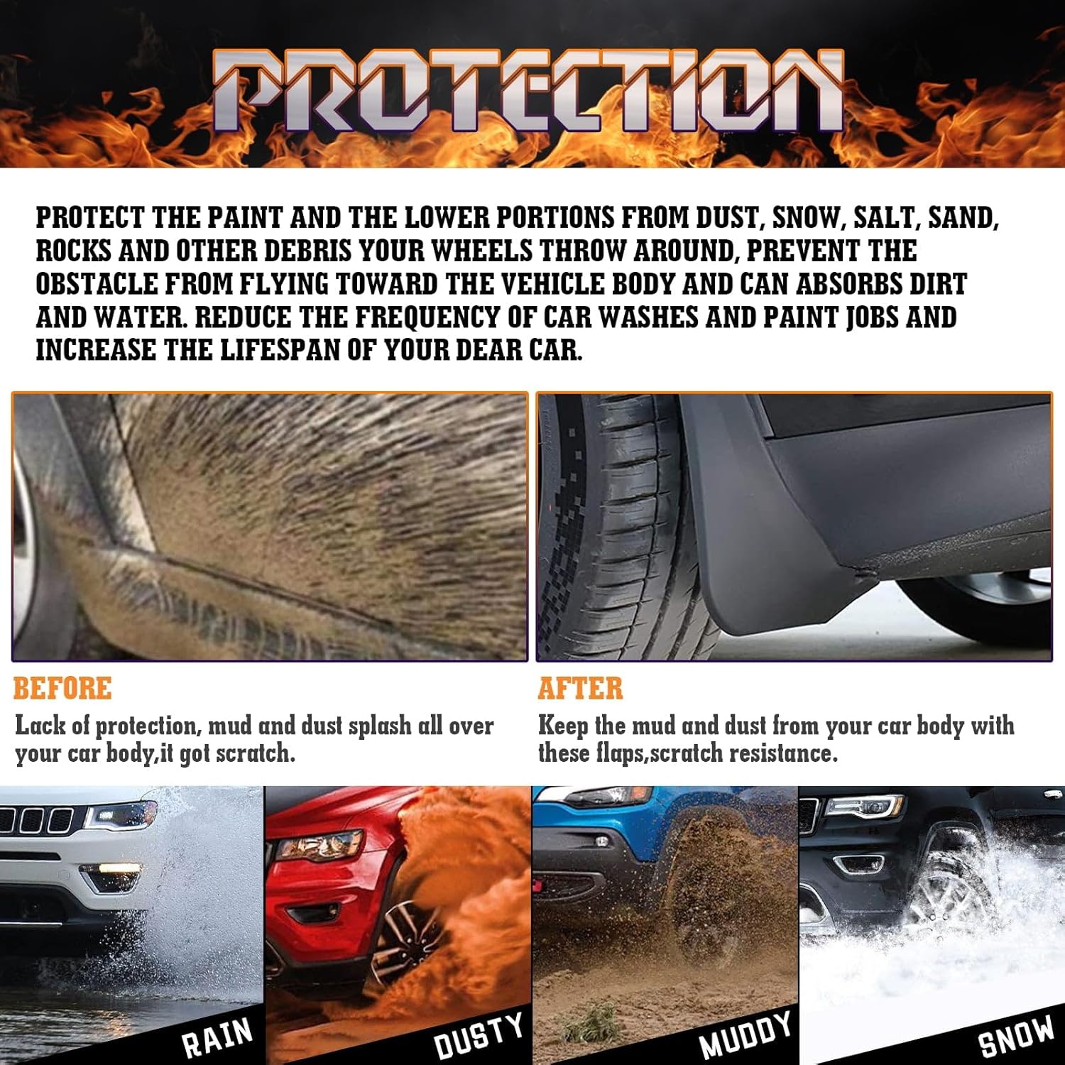 x xotic tech 4PCS Car Front & Rear Mud Flap Splash Guards Compatible with Honda Civic 11th Gen 2022 2023 2024 2025 2026 Fender Flare Mudguard Dirt Slush Trap Protector w/Hardware Accessories