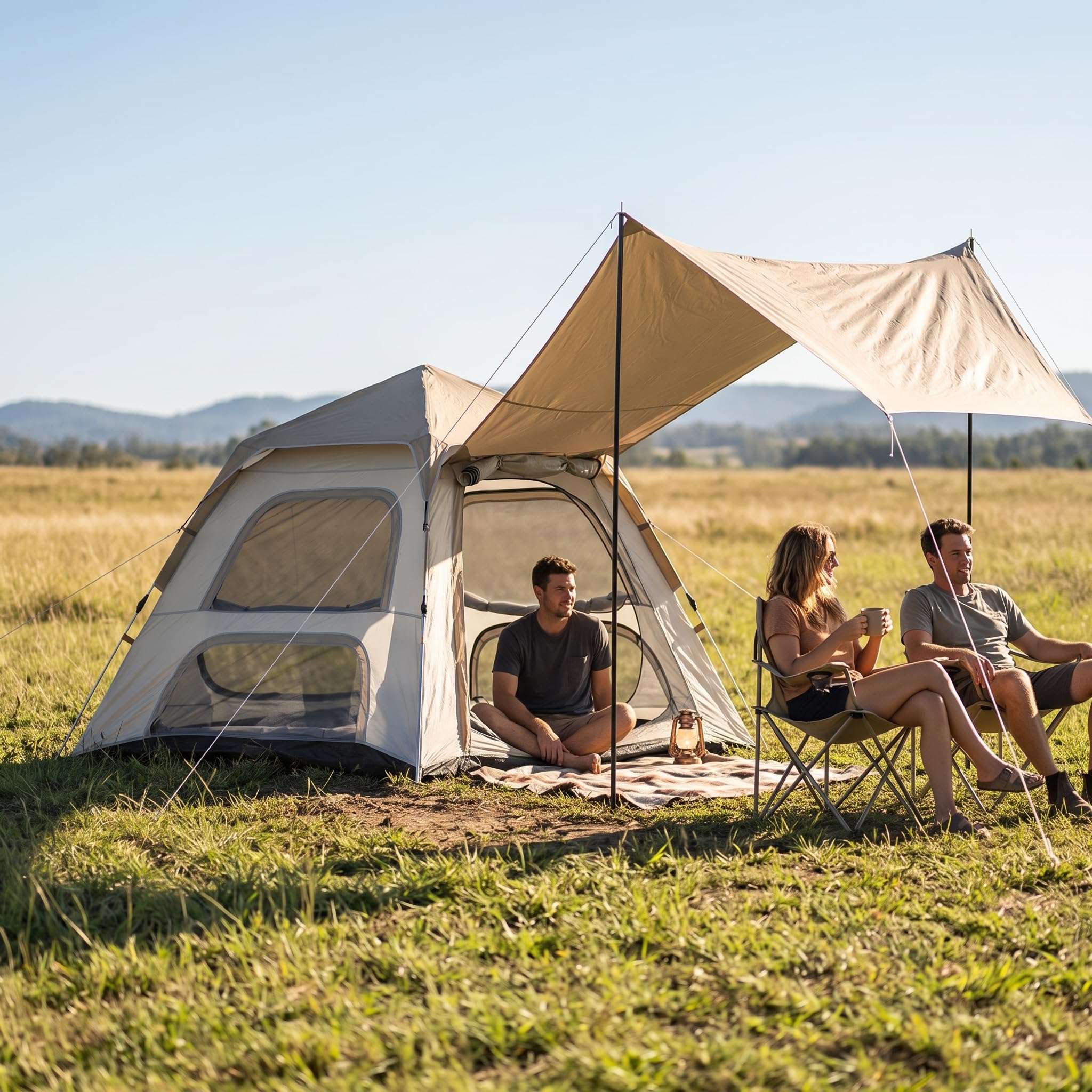 Homyl Campeggio Automatica Up per 2 o 4, Impermeabile e con Protezione Solare UPF>50, 240 * 240 * 155cm