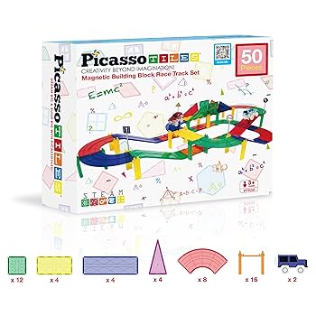 Amazon.co.jp: PicassoTiles 50 ピース レースカー トラック