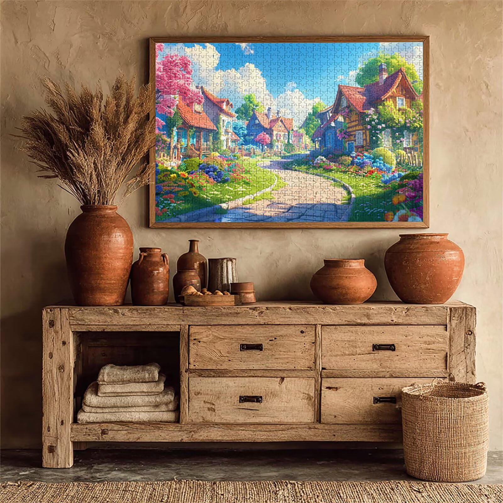 Puzzle 2000 elementów dla dorosłych z widokiem na ulicę, drewniane puzzle, 99 x 70 cm, dla mężczyzn, kobiet, starszych seniorów, części ściśle do siebie pasują, dekompresja, dekoracja ścienna