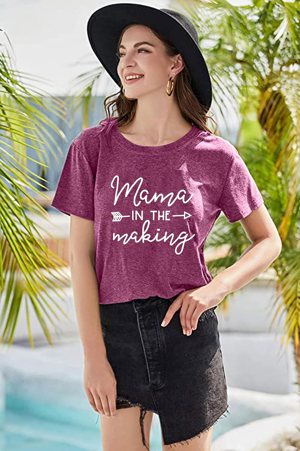 Mama in The Making Pregnancy Announcement T-Shirt Women Letter Print Short Sleeve Tops Tee - Image 2