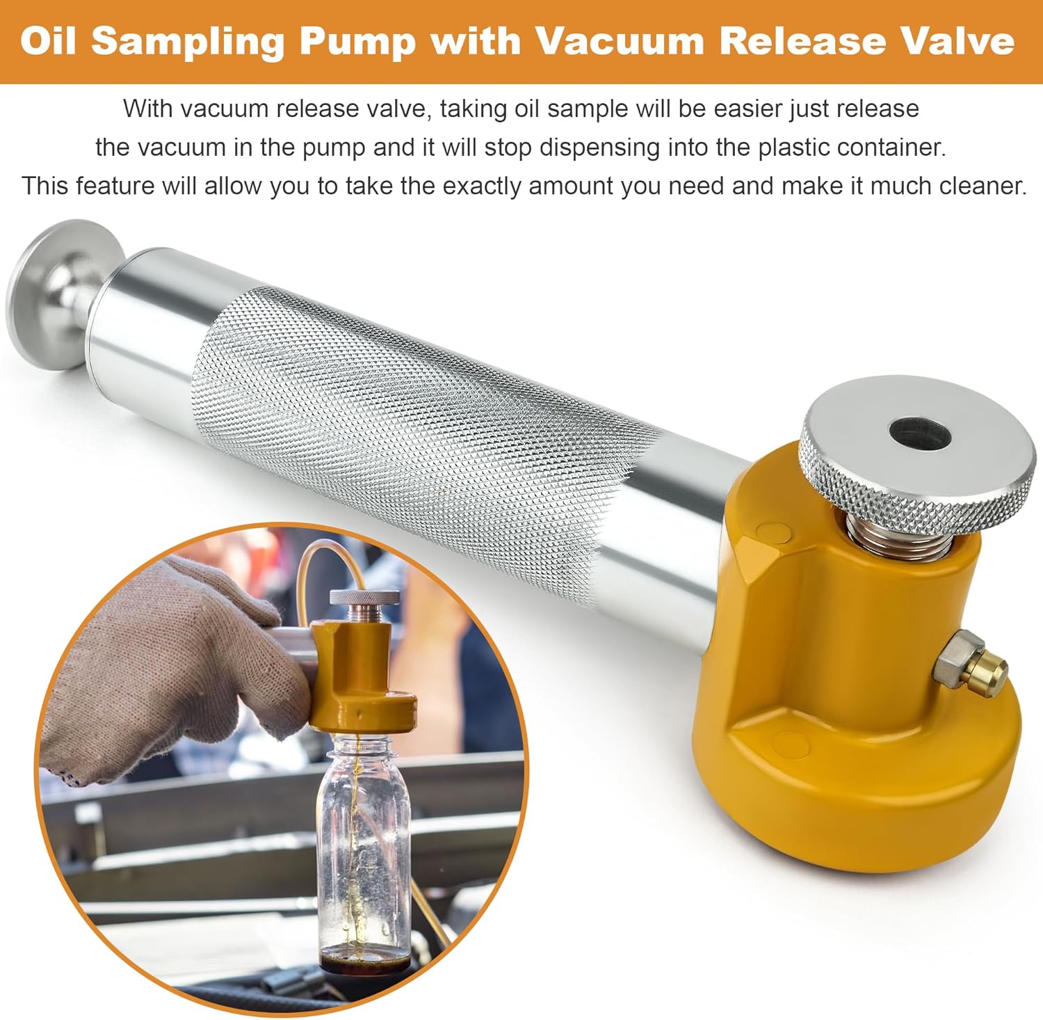Oil Sampling Pump with Vacuum Release Valve - Compatible with 5/16-inch Hose, 3/16-inch Hose and 1/4-inch Hose (Most commonly Used)
