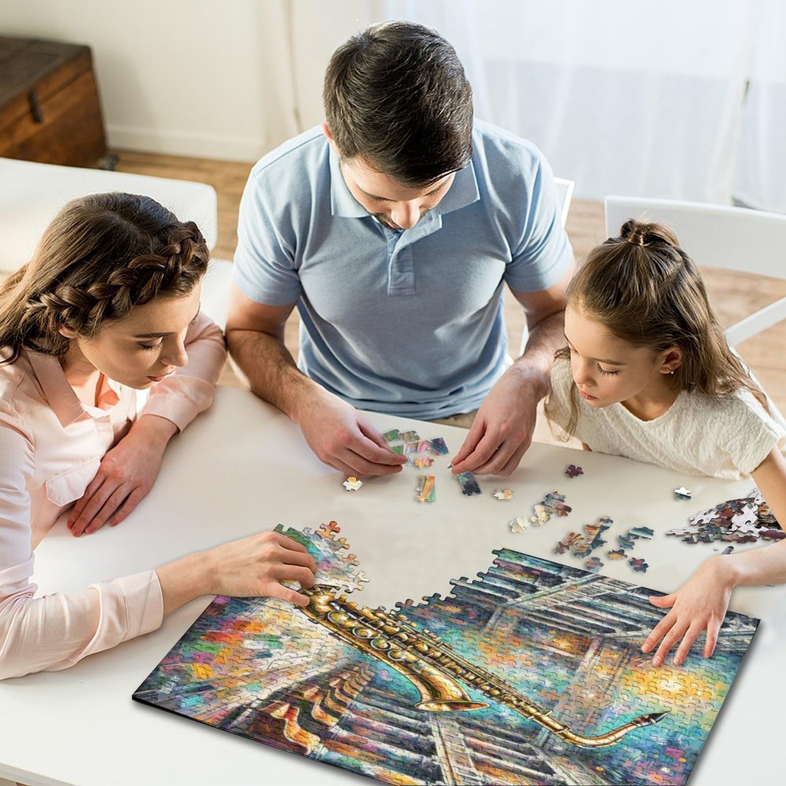 Puzzle saksofonowe dla dorosłych i dzieci. 1000 sztuk świetnych prezentów wyzwanie zabawka edukacyjna dekoracja domu dla dorosłych i dzieci w wieku od 14 lat 70 x 50 cm / 1000 szt