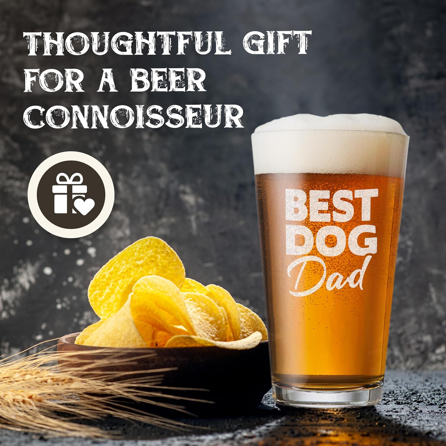 shop4ever Funny Dog Dad Engraved Beer Pint Glass, 16 oz, Pet Lover Gift