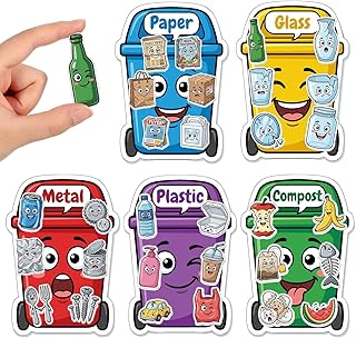 Tallew 35 Pcs Montessori Magnetic Garbage Recycling Stickers Fridge Magnets Waste Category Classification and Environmental Awareness Learning Educational Gift