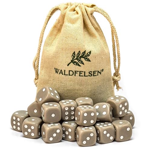 Waldfelsen® - Juego de 6, 12, 20, 30 o 50 dados de alta calidad de Waldfelsen®, tamaño estándar, 16 mm, dados…