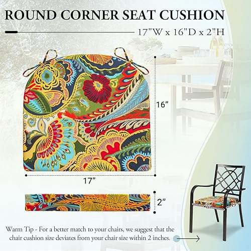 Miniatura 2 de Wellsin - Juego de 4 cojines para sillas de exterior para muebles de patio - Cojines para sillas de patio resistentes al agua con esquinas redondas