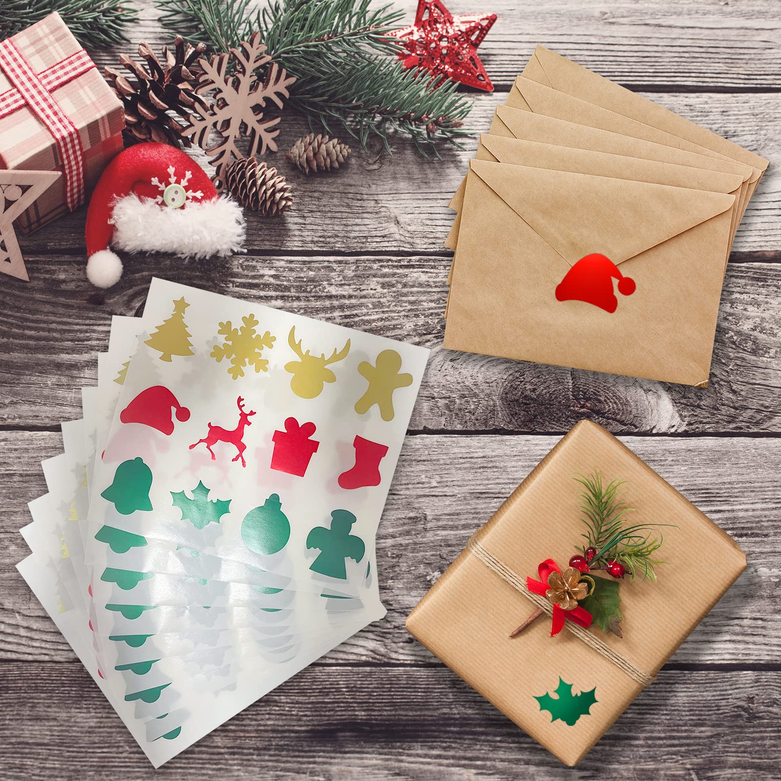 120 Pieces Gold Christmas Envelope Seal Stickers,Gold Foil Christmas Tree Stickers Tag Decorative Xmas Adhesive Labels For Christmas Holiday Party Gift Seals Cards Bag Drinkings Envelope Party Favors