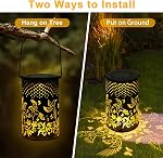 Ninonly Hummingbird Solar Lanternes Outdoor Waterproof, Cadeaux colibris pour femmes Solar suspension lumière, LED Décoration de jardin lumière pour Patio Yard Pathway Paysage Table Porch