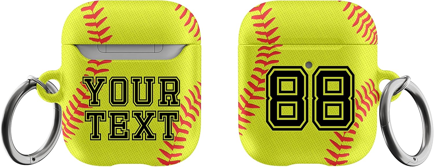 Custom Softball Case for Apple Airpods - Best Personalized Case Compatible with Airpods for Softball Fan Add Your Team Name Number