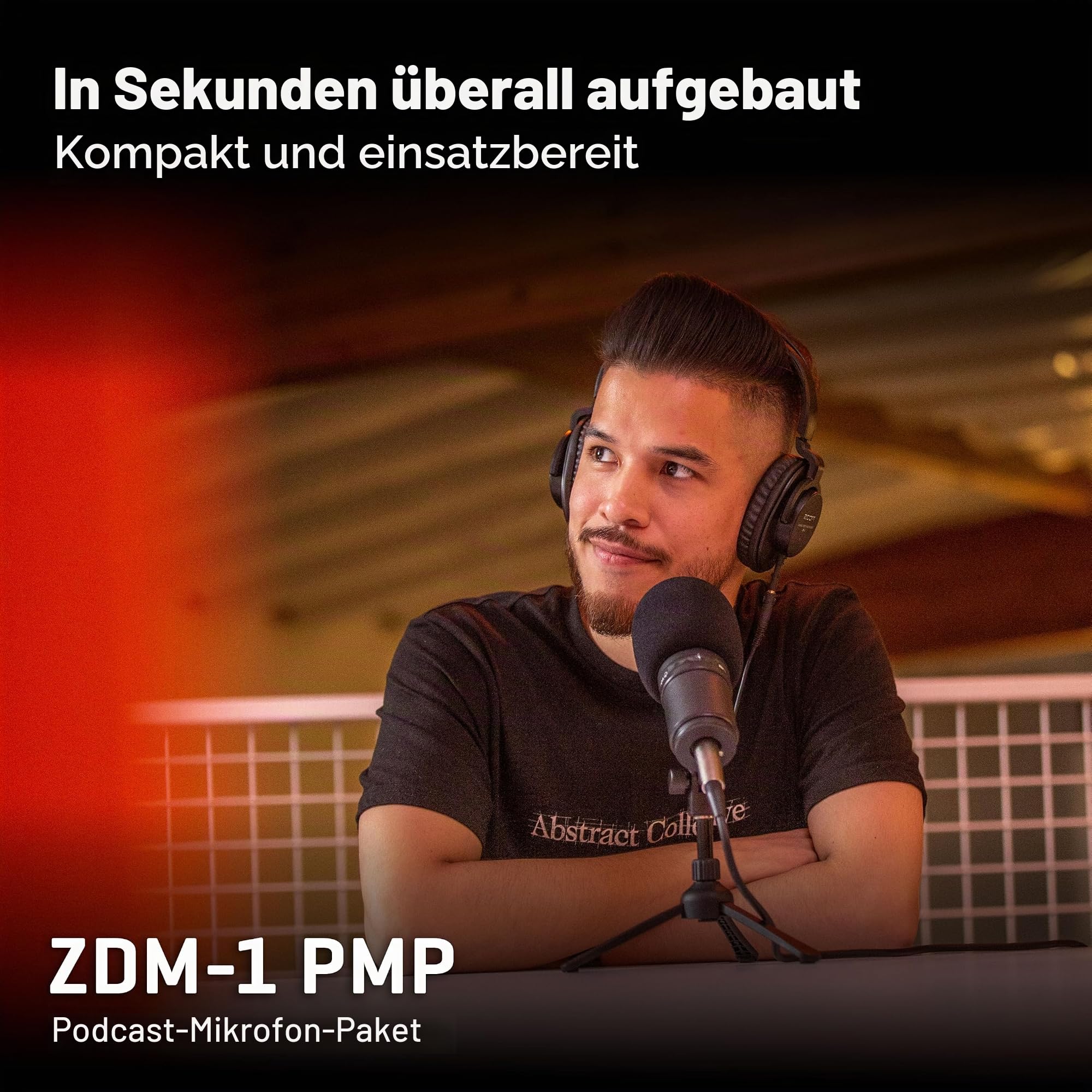 Zoom ZDM-1 Podcast-Mikrofon, dynamisches Podcast-Mikrofon, hochwertige Kopfhörer, Stativ, Windschutzscheibe, XLR-Kabel, für die Aufnahme von Podcasts, schwarz