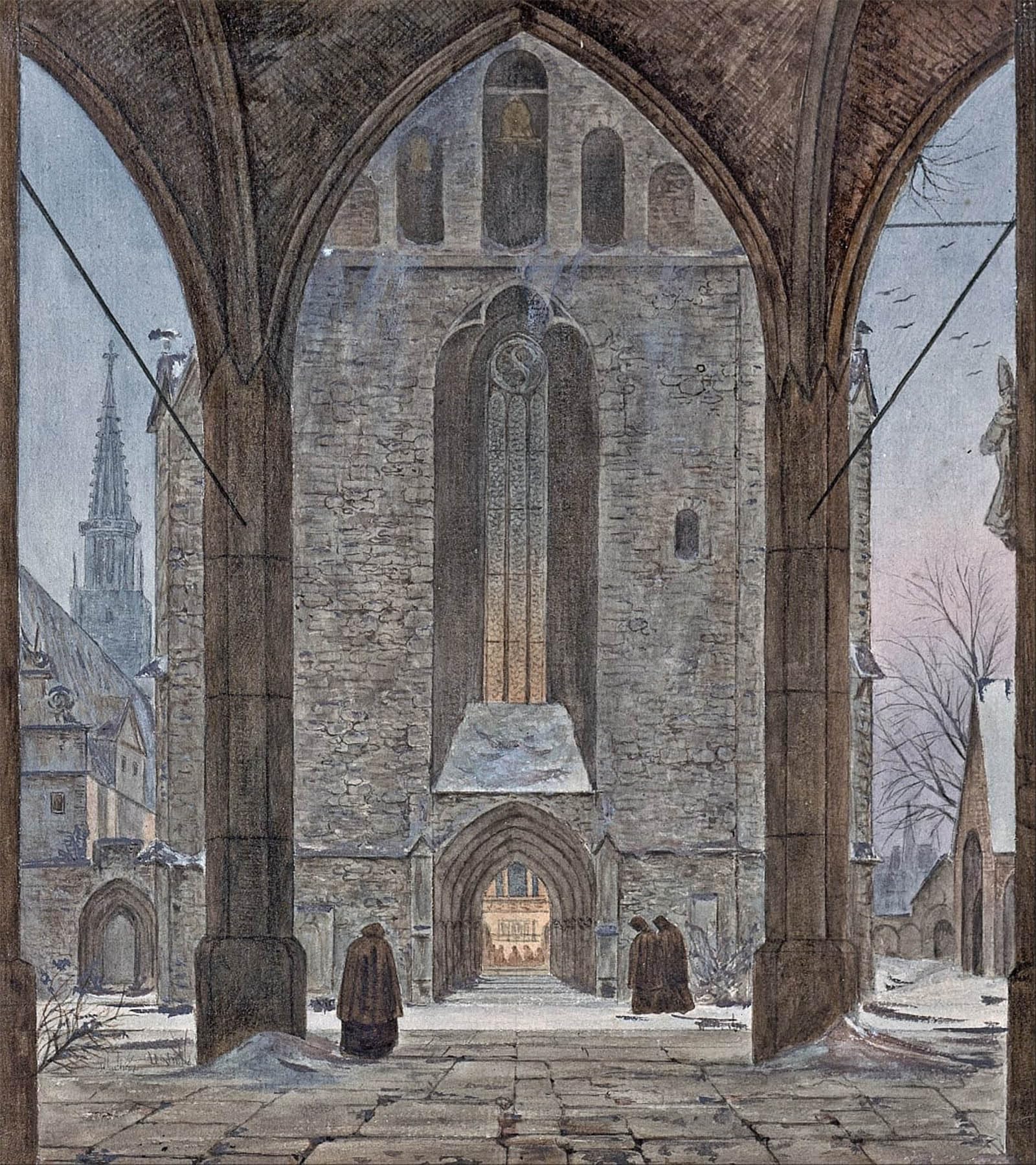 POSTERIIk Vintage Print Pop Art Landscape Artwork Cathedral in Winter by Ernst Ferdinand Oehme Art Prints for Office Home Decor 60x90cm