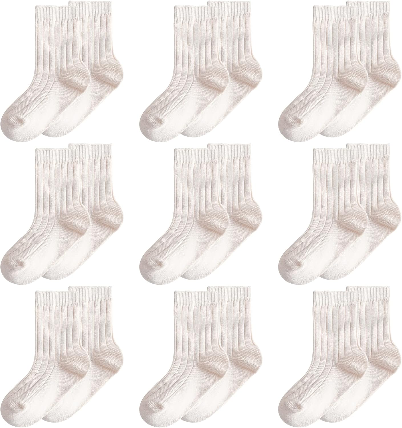 MINI PANDA Little Girl's Socks, Girls Socks Cute,girls Crew Socks 9 Pairs Pack
