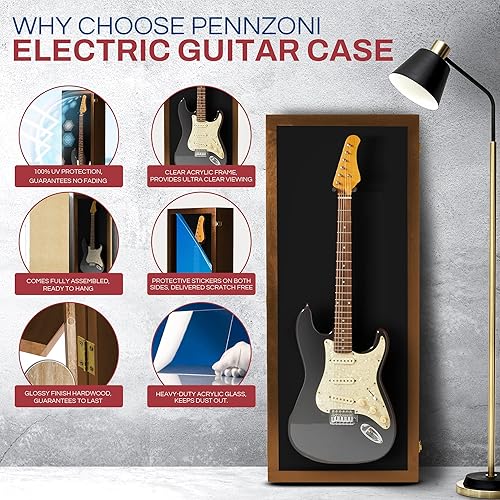 Miniatura 83 de PENNZONI Vitrina para guitarra eléctrica, estuche acrílico para guitarra eléctrica, soporte de pared, estuche de pared para guitarra hecha de marco