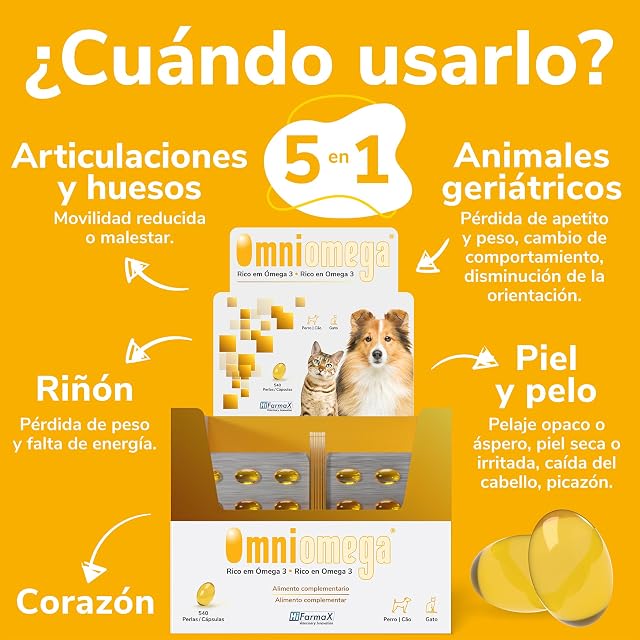 Foto 3 de 6 de Omniomega Hifarmax - Vitaminas para Perros y Gatos, Suplemento Omega 3 con Vitamina E