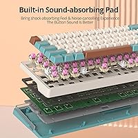 Vista 3 de Guffercty kred Teclado 65% intercambiable en caliente, teclado mecánico para juegos de 68 teclas con cable con teclas de flecha de perilla