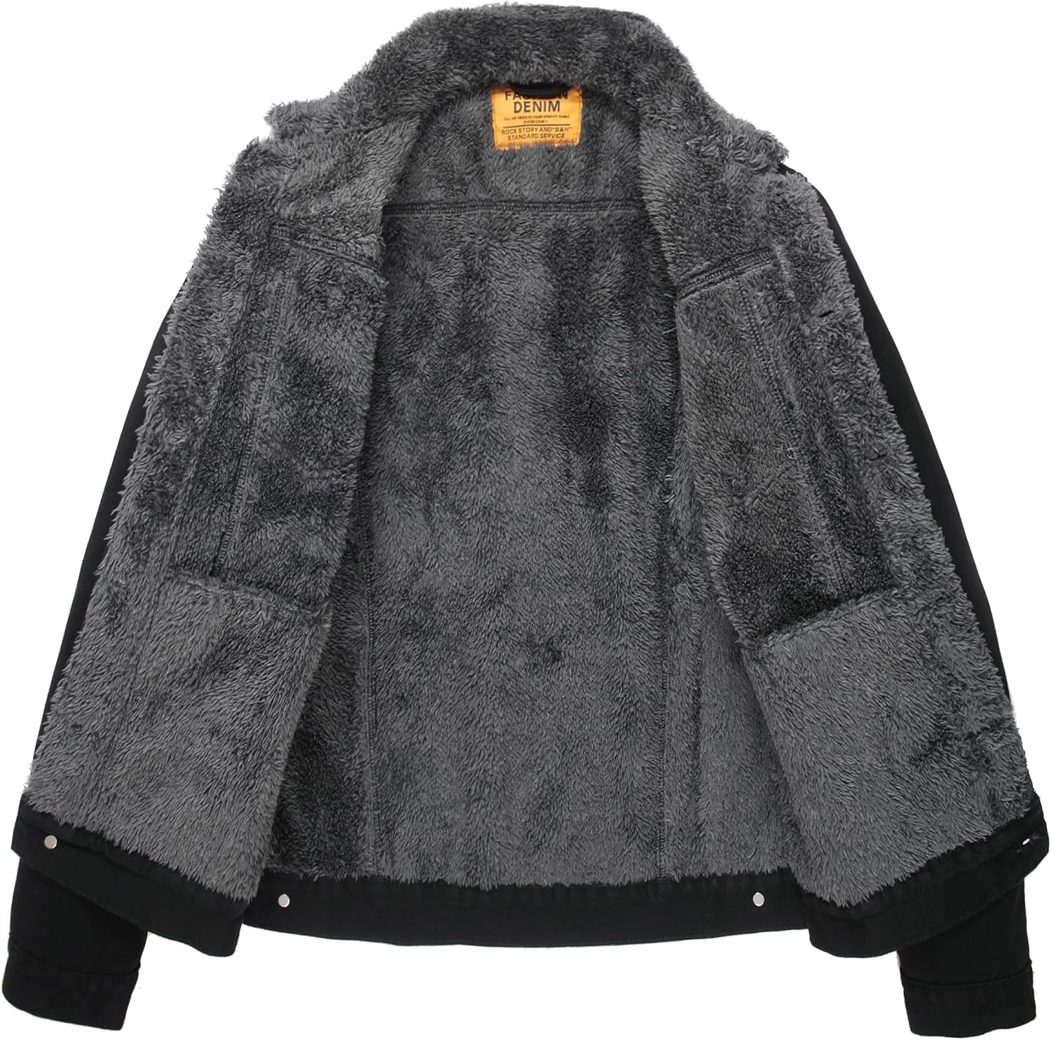 Men's Sherpa Fleece Lined Thicken Denim Jacket, Men Lapel Winter Warm Jean Jacket, Slim Fit Trucker Cowboy Denim Coat - Image 3