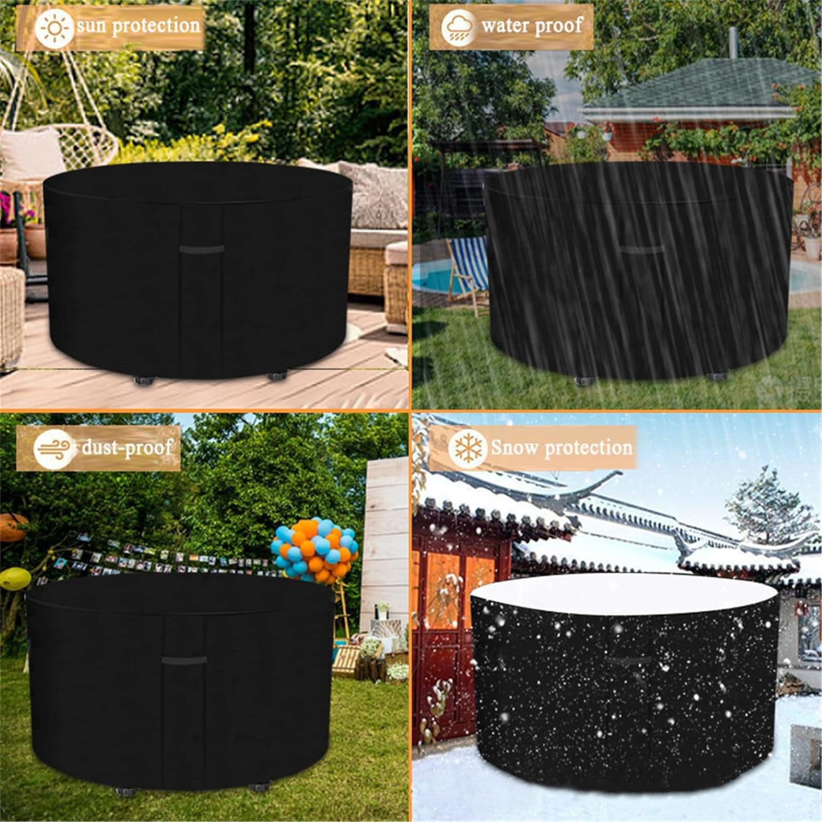 Copertura Impermeabile Per Mobili Da Giardino Rotondi - Telo Protettivo Antipioggia, UV E Polvere 120x75 Cm