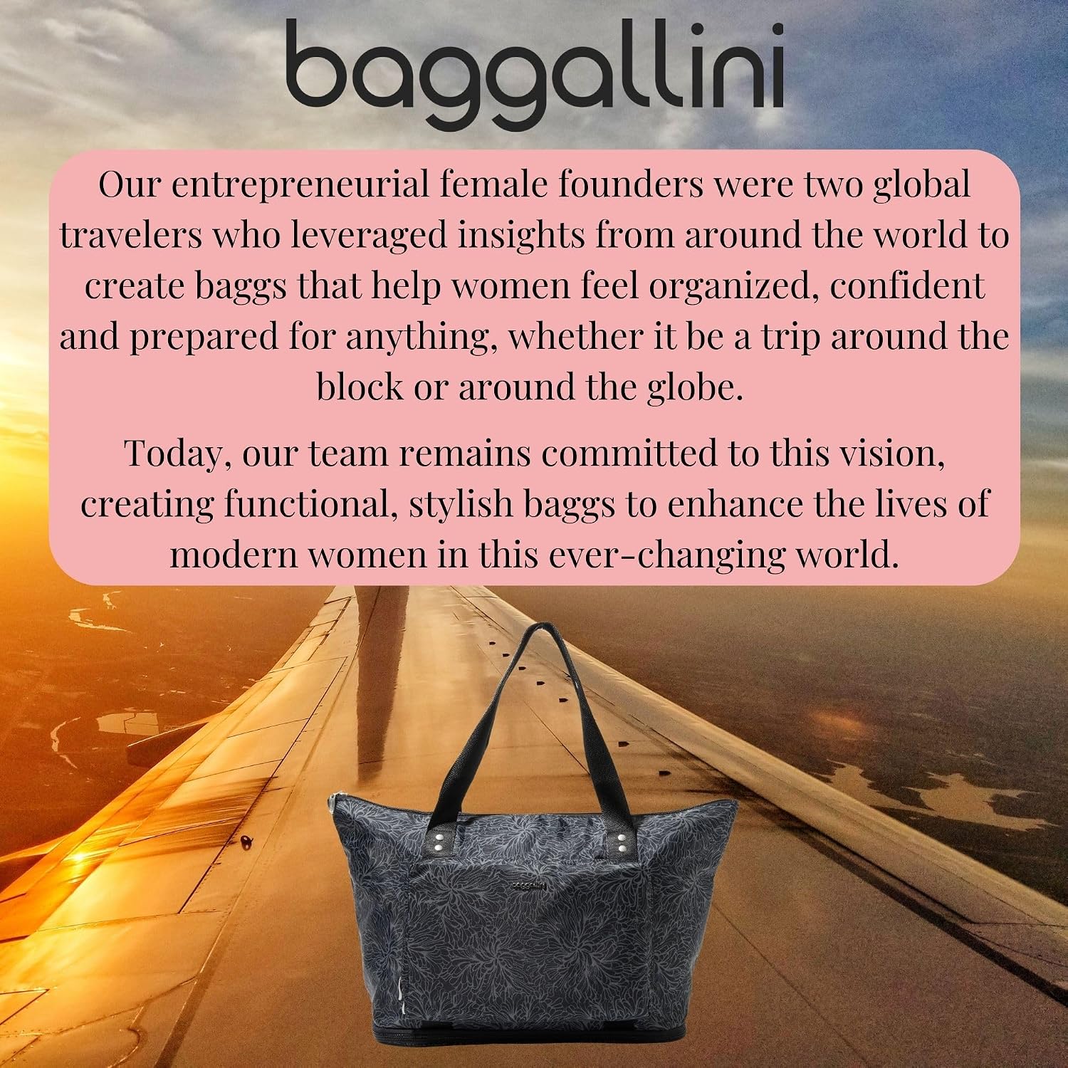 Baggallini Carryall Expandable Lightweight Travel Tote 22" Packable Folding Compact Nylon Washable Weekender w/Luggage Sleeve