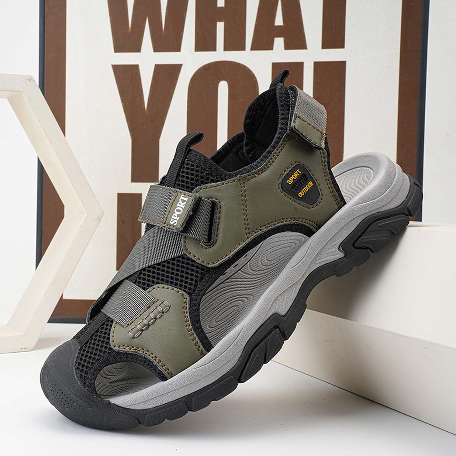 Mens Closed Toe Sandals Casual Sport Sandals Handmade Sandals Outdoor Walking Driving Adjustable Sandals Non-Slip Beach Shoes,Men's Sandals Large Size - 5-14 US Sizes